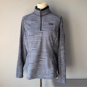 The North Face Gragmont Gray and Black Stripes Long Sleeve Pullover Sweatshirt L